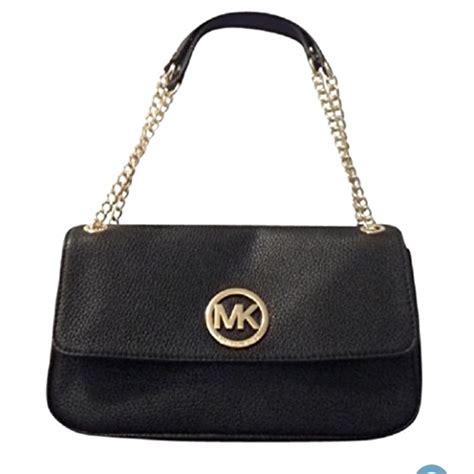 Michael Kors Fulton Small Shoulder Flap Bag Black Leather